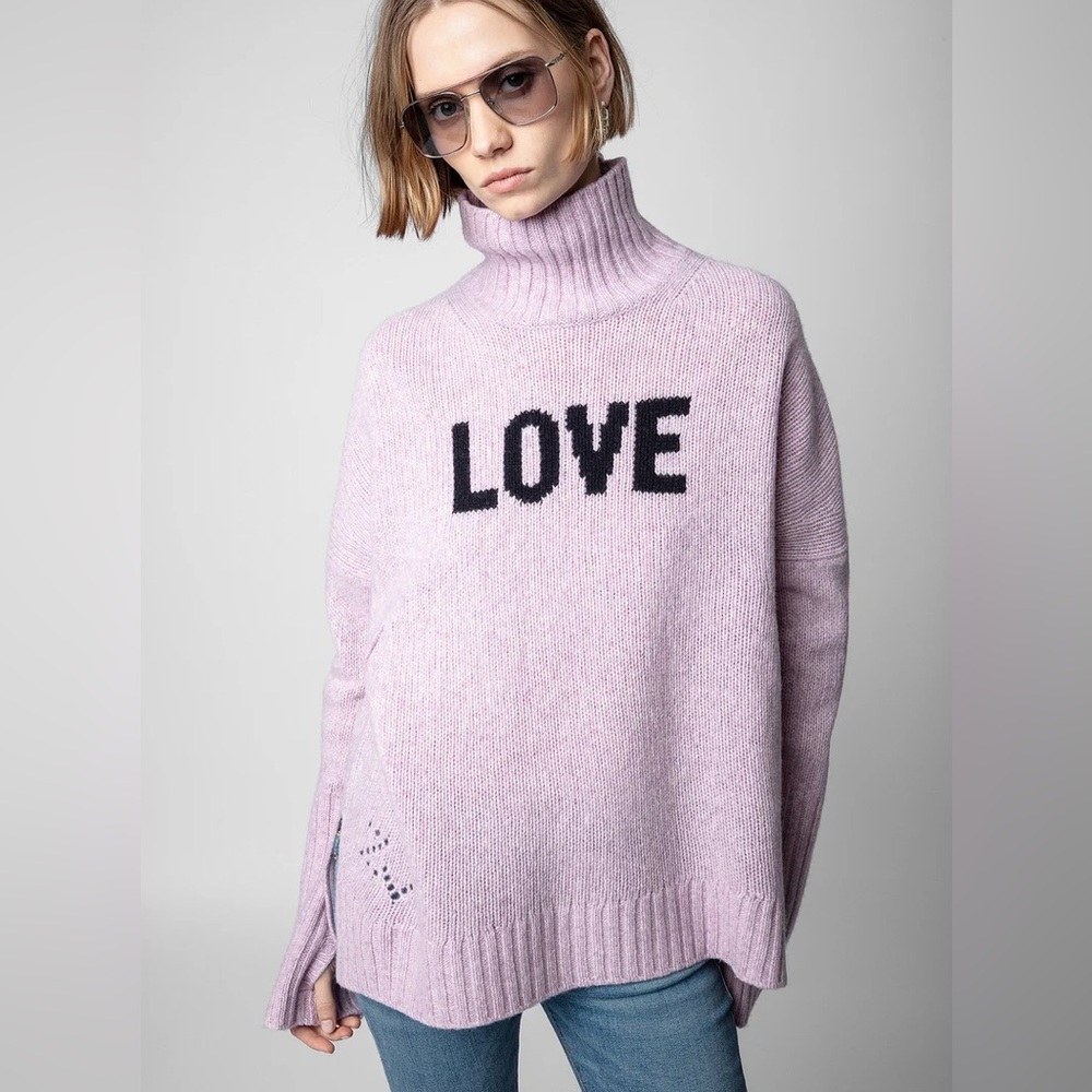 Zadig & Voltaire Light Lavender LOVE Turtleneck Wool Sweater
